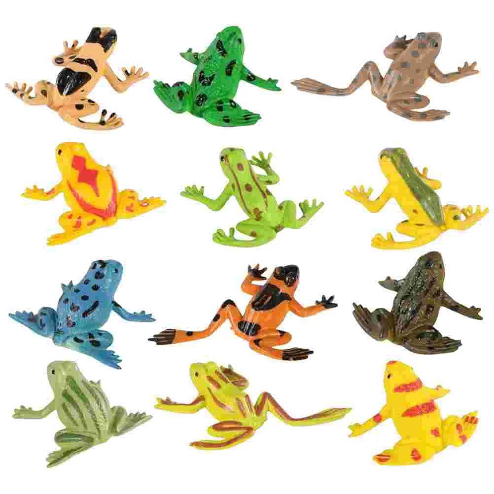 

12 Pcs Solid Frog Model Child Childrens Toys Miniature Landscape Statues Pvc Small Frogs Decor