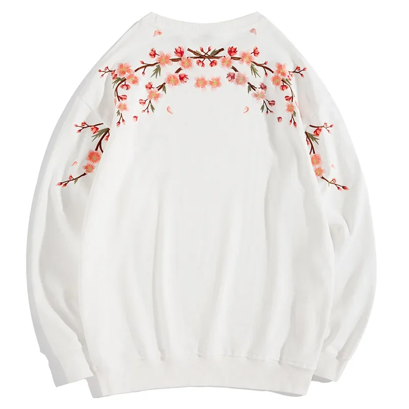 Floral Embroidery Unisex Pullovers Sweatshirt For Men Loose Fit Autumn Quality Cotton Fashion Casual Oversized Luxury Pull Homme