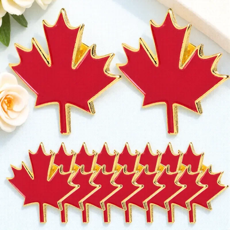 Trendy 10pcs Maple Leaf Brooch Women Brooch Pin Set Metal Lapel Badge for Party Birthday Gift Fashion Jewelry Unisex Accessory
