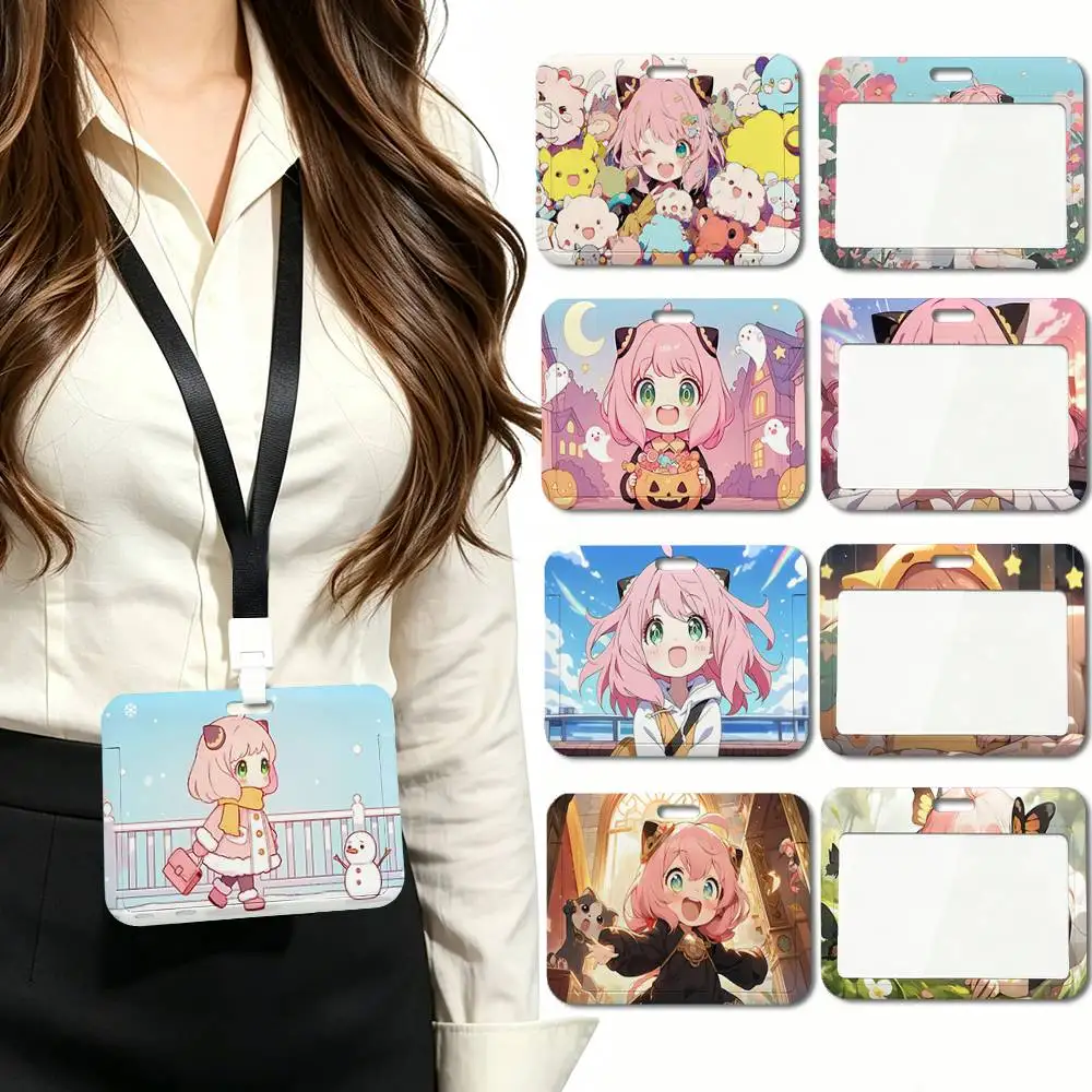 SPY X FAMILY Anya Forger ID Card Sleeve Durable Work Card Holder With Neck Strap Business ID Cover For Employees