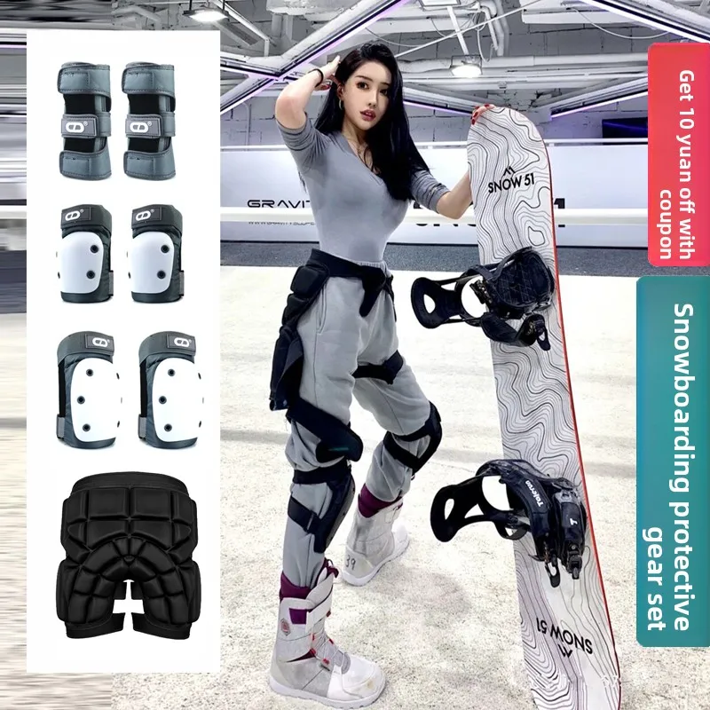 

Комплект профессионального защитного снаряжения для катания на лыжах для мужчин и женщин, наколенники и подушечки против падения, однобортное оборудование для катания на коньках