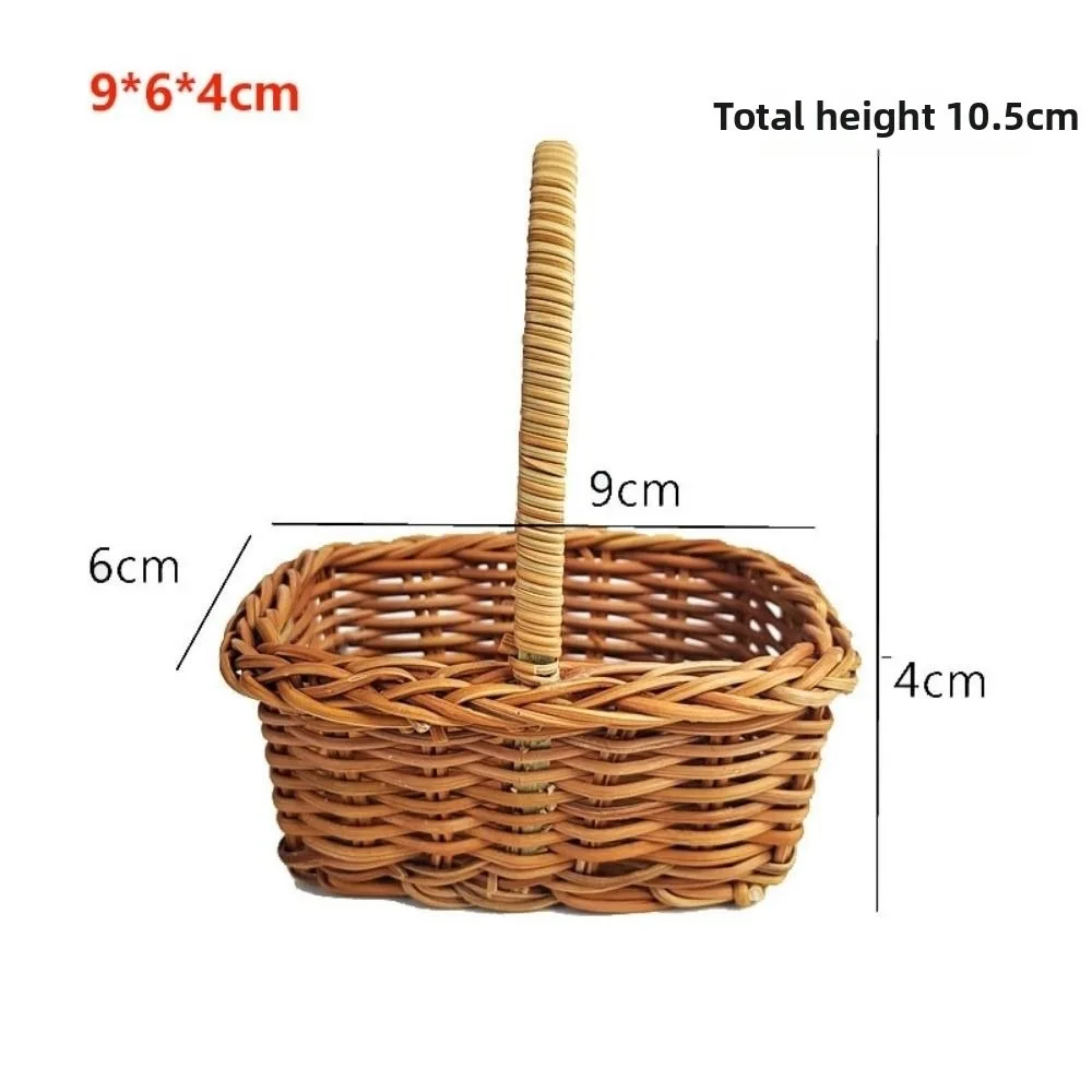 with Handle Imitation Rattan Handhold Household Handwoven Weaving Flower Basket 2 Styles Vegetable Fruit Flowers Holder