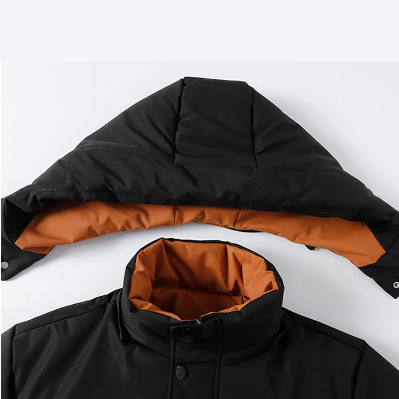 Winter Men Outdoor Removable Hooded Windbreak Jacket Coats Men Warm Outwear Casual Solid Parkas Cotton-padded Overcoat