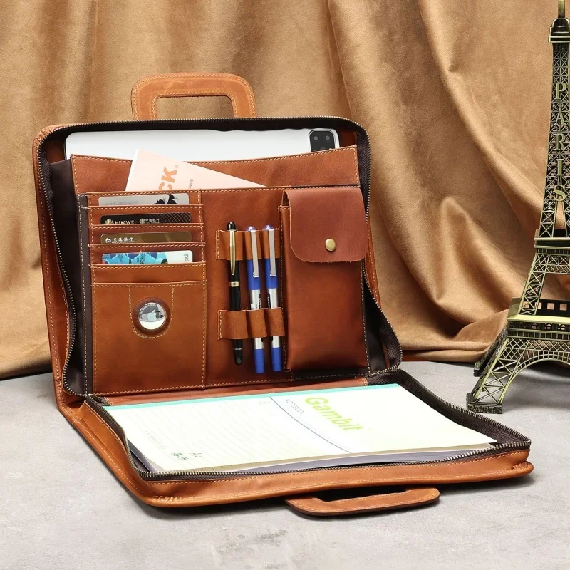 

Кожаная сумка для компьютера, деловая сумка 15,6 дюйма, кожаный многофункциональный портфель Crazy Horse высокого класса, офисные и школьные принадлежности