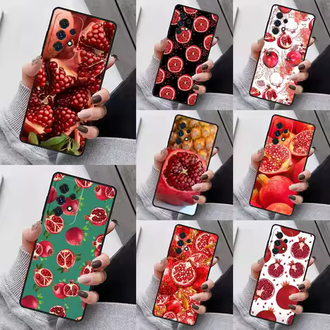 Food Fruit Red Pomegranate Phone Case For Samsung Galaxy S23 S21 S20 FE S24 S22 Ultra Note20 S10 S9 S8 Plus A40 A52 A12 A13 A53