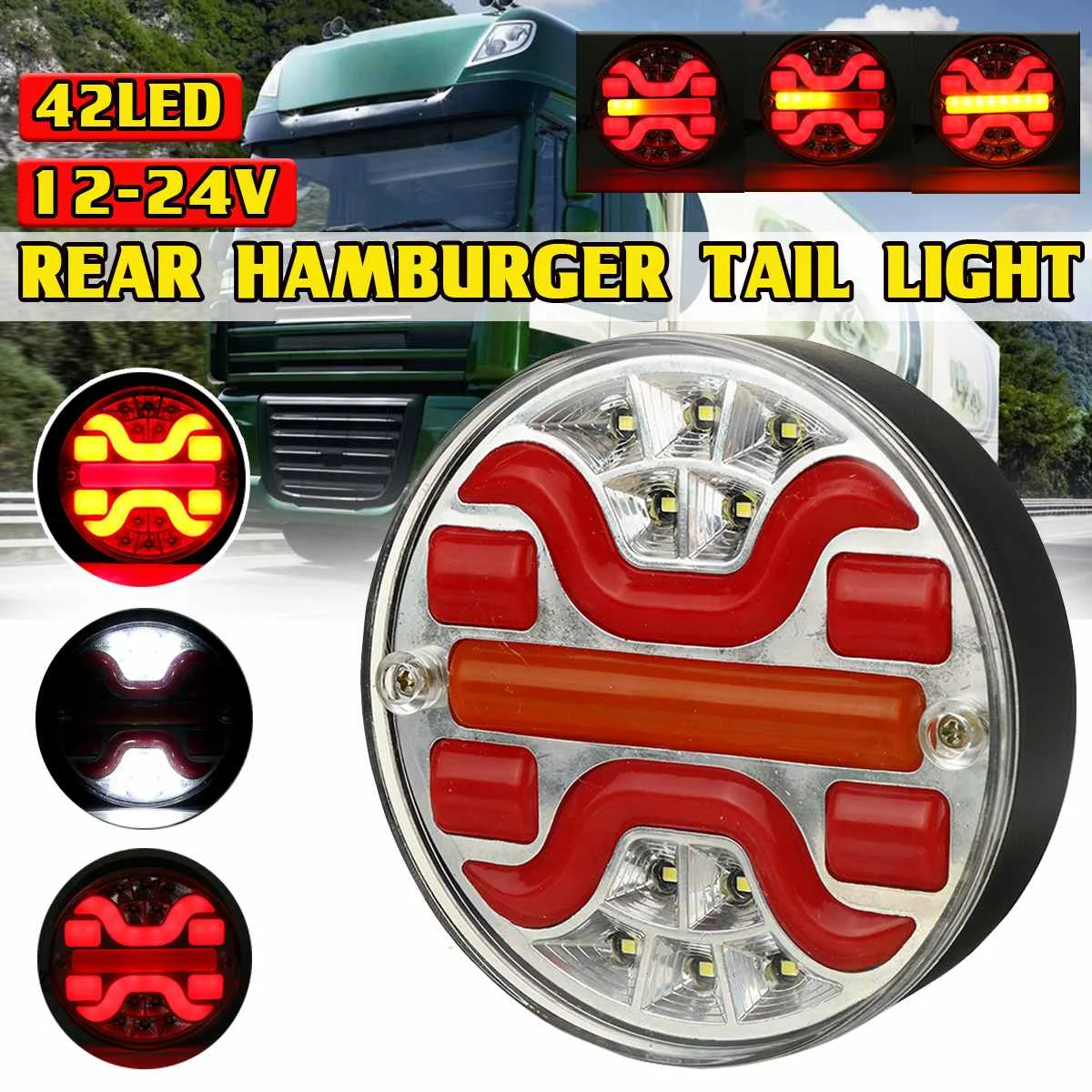 1/2/4x LED 12-24V Truck Taillight For Car Trailer Lorry RV Bus 4in1 Dynamic Tail Trun Signal Reverse Lamp Rear Brake Stop Light