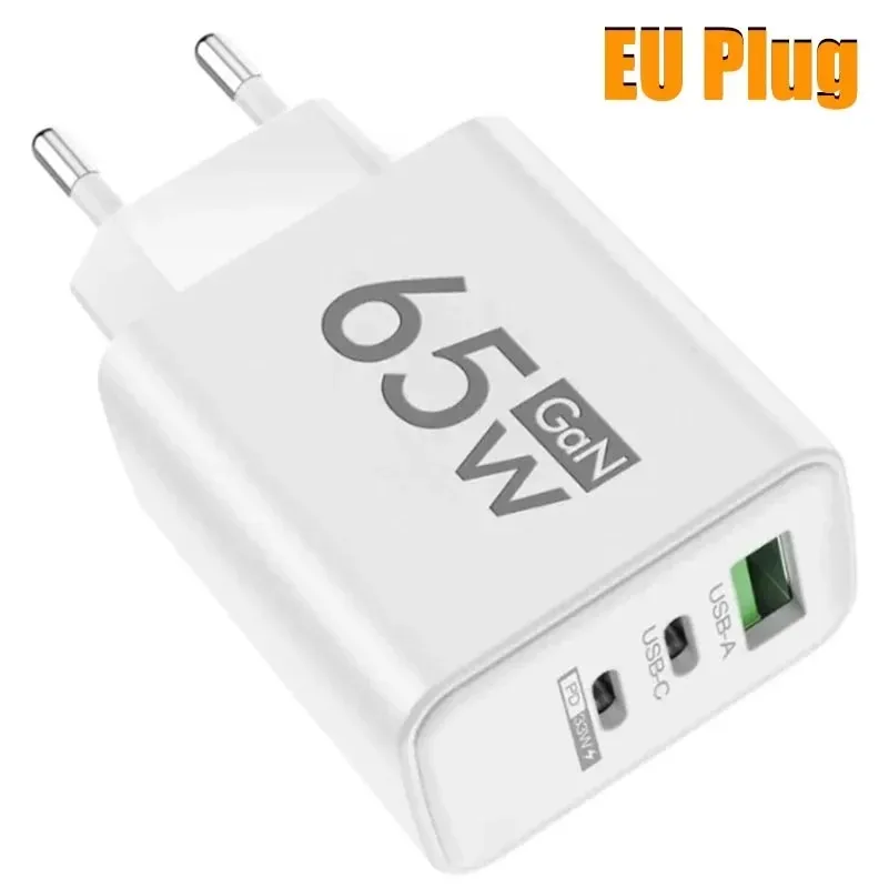 Original Lenovo GaN Fast Charging 65W USB Type C Charger EU US PD 3.0 Quick Charge Wall For Xiaomi Huawei Samsung