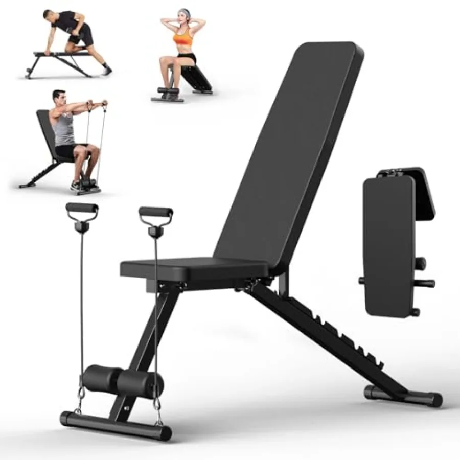 

Adjustable Weight Bench for Home Gym Dumbbell Exercise 600LBS Stable Incline Decline Flat Bench for Full Body Workout Foldable