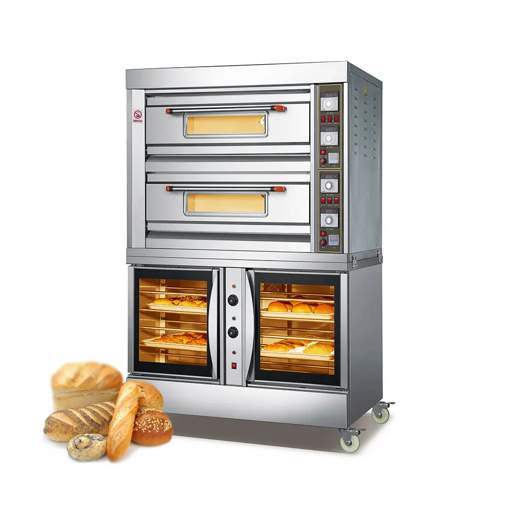 

Luxury kitchen commercial three-in-one baking machine dough proofer 8 trays convection oven 2 layers deck oven