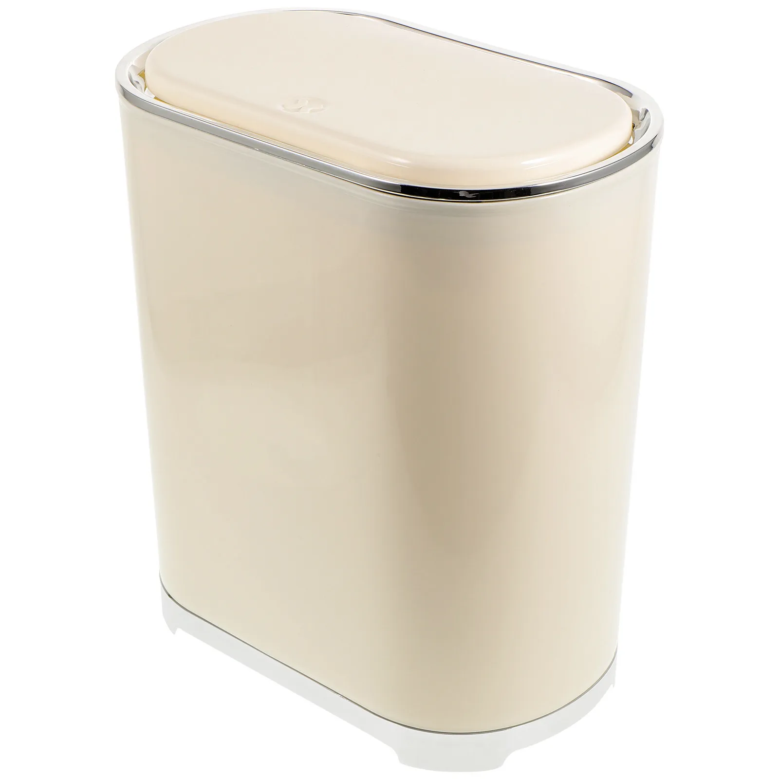 

Push Type Trash Can Modern Slim Plastic Garbage Bin with Lid for Bathroom Bedroom Kitchen Living Room Office Home Use