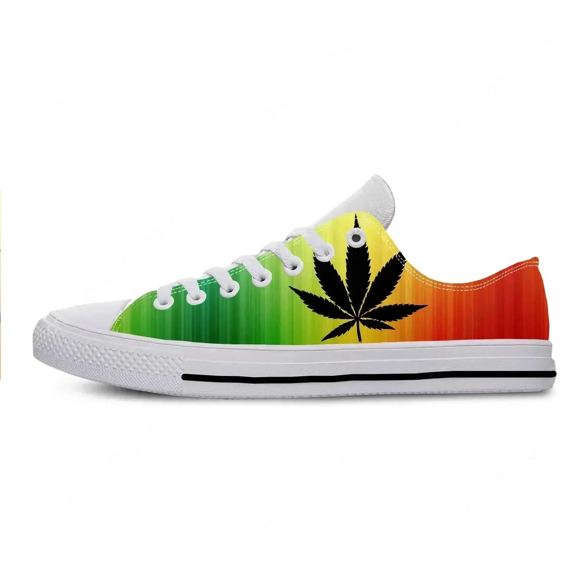 

Hot Summer Reggae Rasta Leaf Weed Pot Rastafarian Marijuana Made Casual Cloth Shoes Low Top Men Women Sneakers Low Board