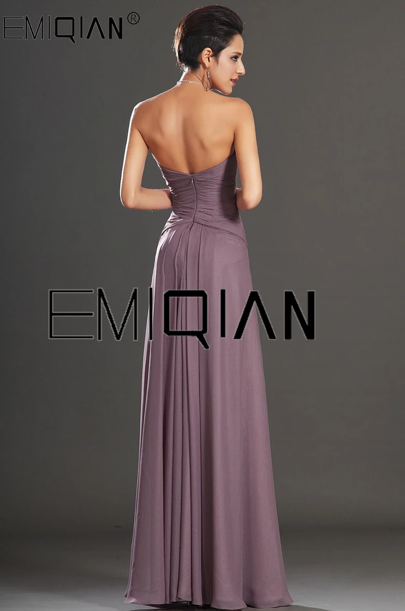 New Charming Strapless Sweetheart High Slit Chiffon Evening Dress