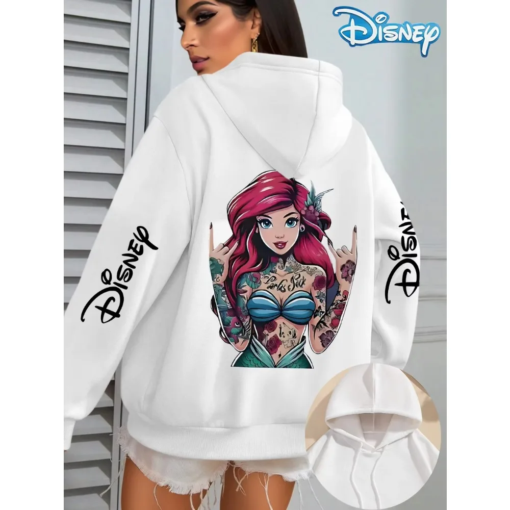 Disney Dames Kleine Zeemeermin Bot Fleece Gedrukt Hoodies Heren Hoody Sweatshirt Trui Herfst Winter Oversize Jassen Sweats