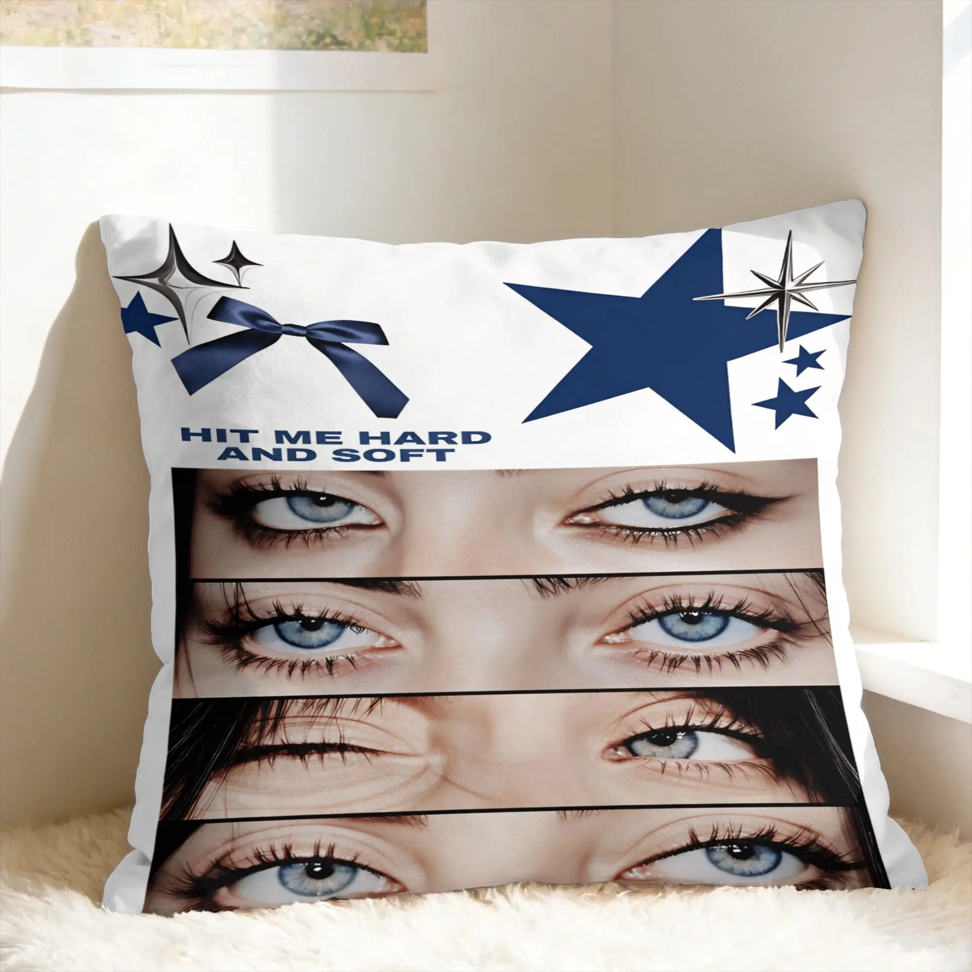 HIT ME HARD AND SOFT B-Billie E-Eilish Pillowcases  Fashion Pillow Case For Sofa Couch Bed Living Room Custom Pillow Cover