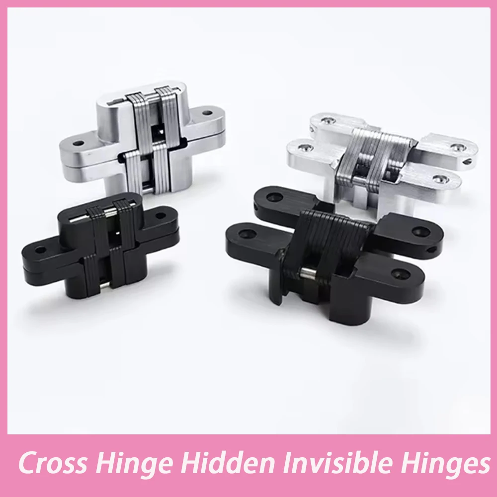 1Pcs Cross Hinge Hidden Invisible Hinges Silent Close Concealed Cabinet Door Wooden Boxes Folding Furniture Accessories