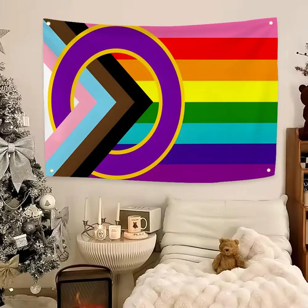 Bright Flag Progress Pride Flag Flags Aesthetic Wall Hanging Flag Banner Bedroom Living Room Home Decor Large HD