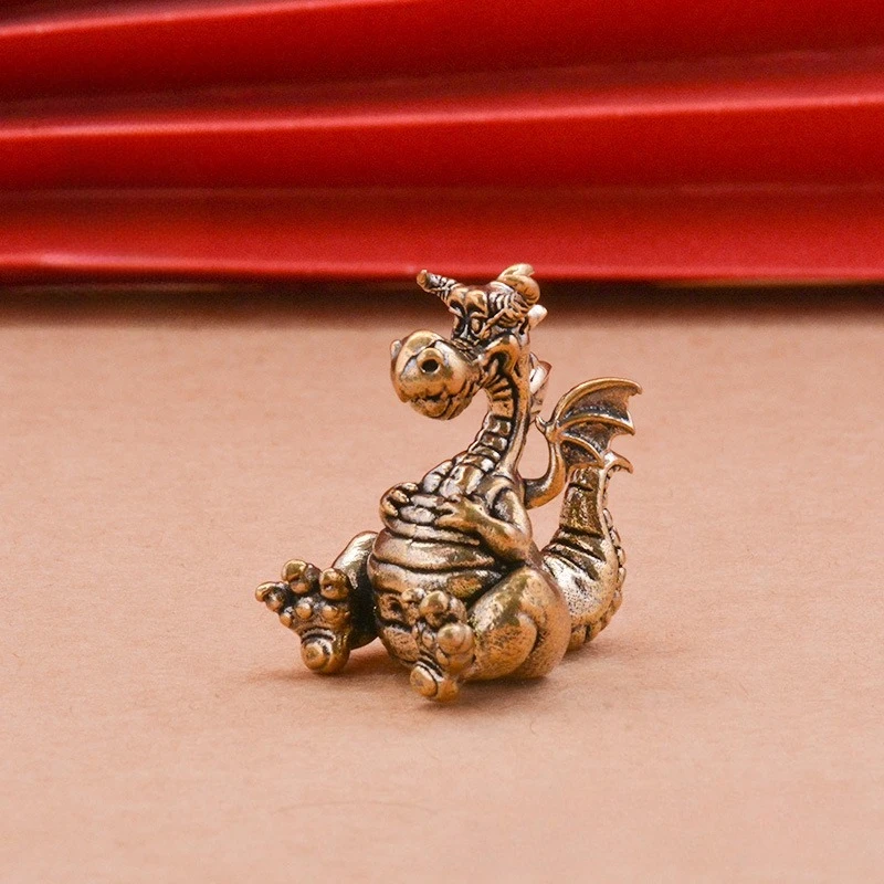 

Little Fairy/Retro Brass Little Fire Dragon Desktop Ornaments Creative Lucky Metal Sculpture Home Living Room Office Craft Gifts