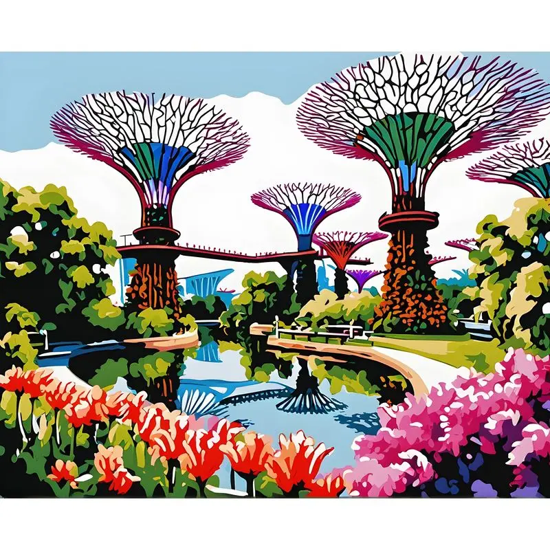 Gardens by the Bay Singapore painting by numbers kit