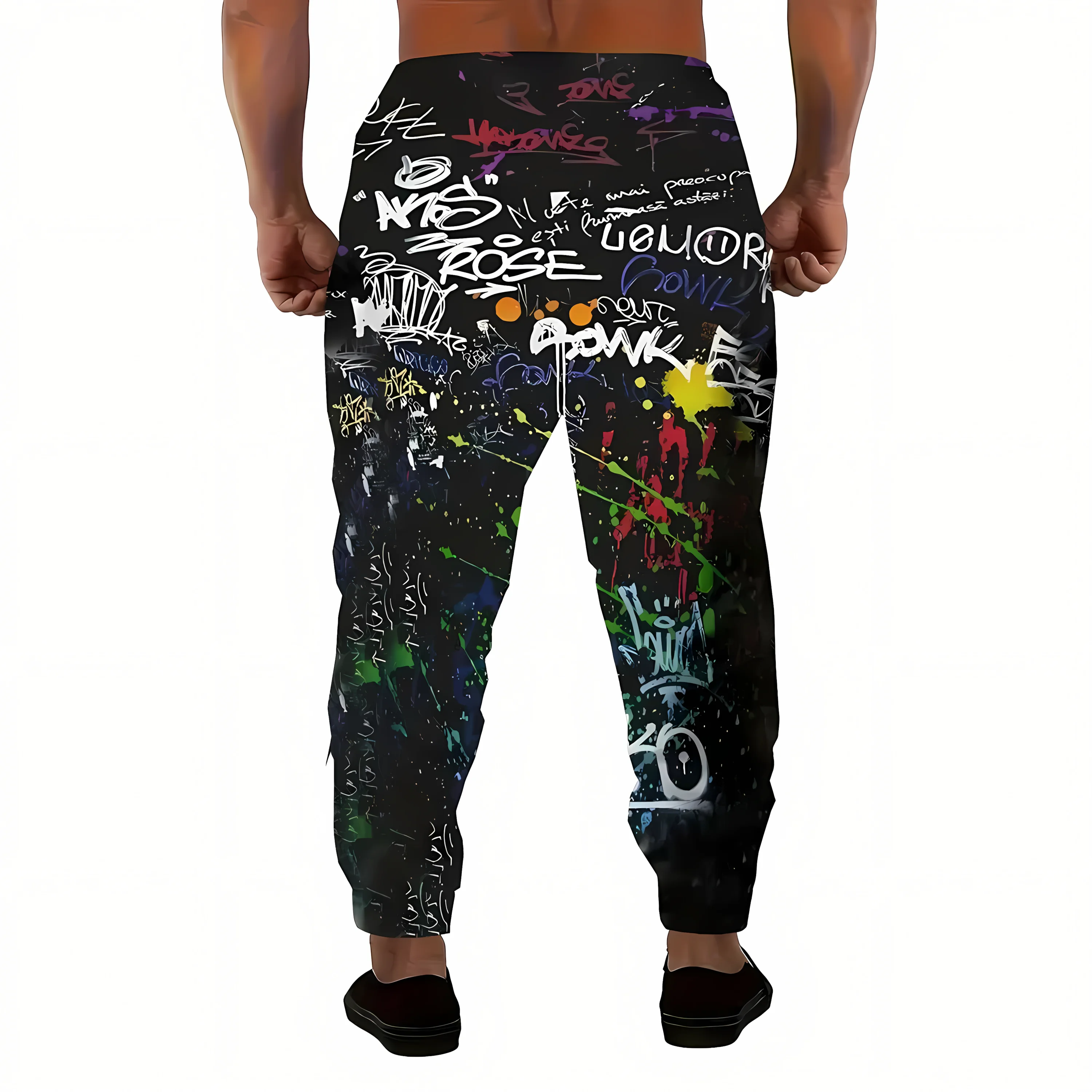 The new men's trousers for the autumn of 2025 are casual and fashionable with 3D graffiti printing soft and comfortable