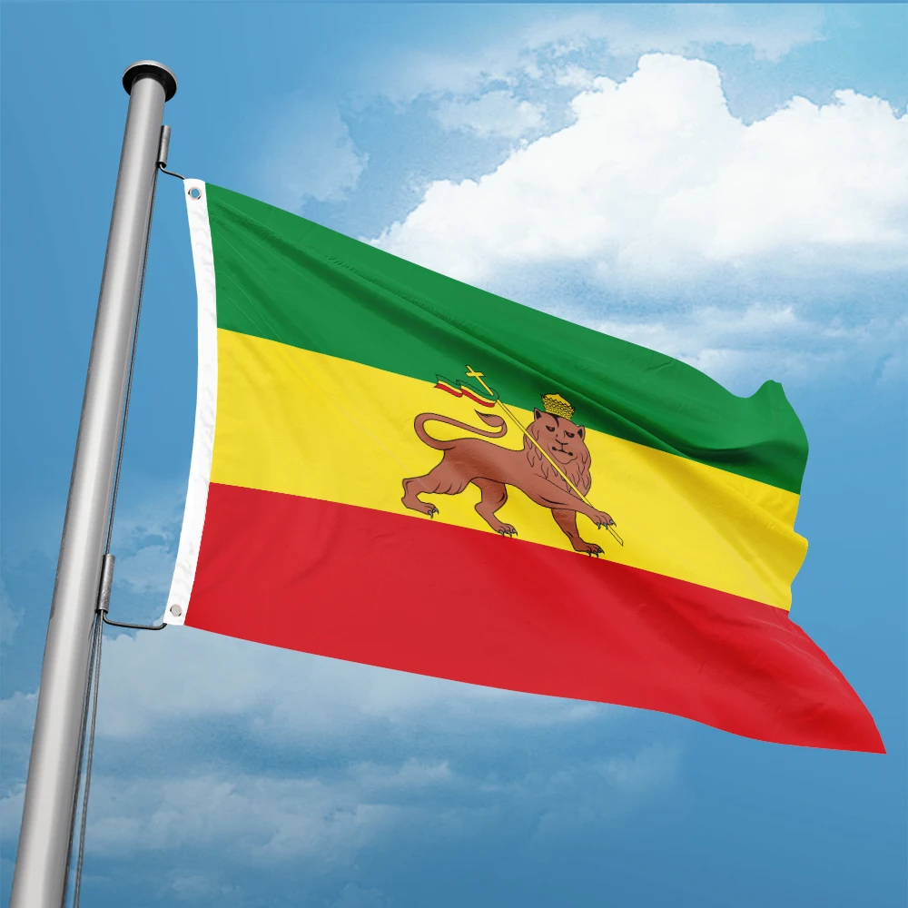 Ethiopia National Flag 3ft x 5ft Polyester Banner Flying 90* 150cm Double Penetration Custom Outdoor Indoor Double Stitching