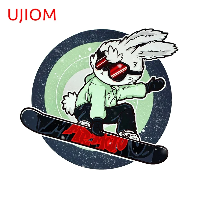 UJIOM for adorable Ski bunny Wall Stickers creative amusing cartoon design Decal Scratch-Proof Kitchen Living Room Decoration