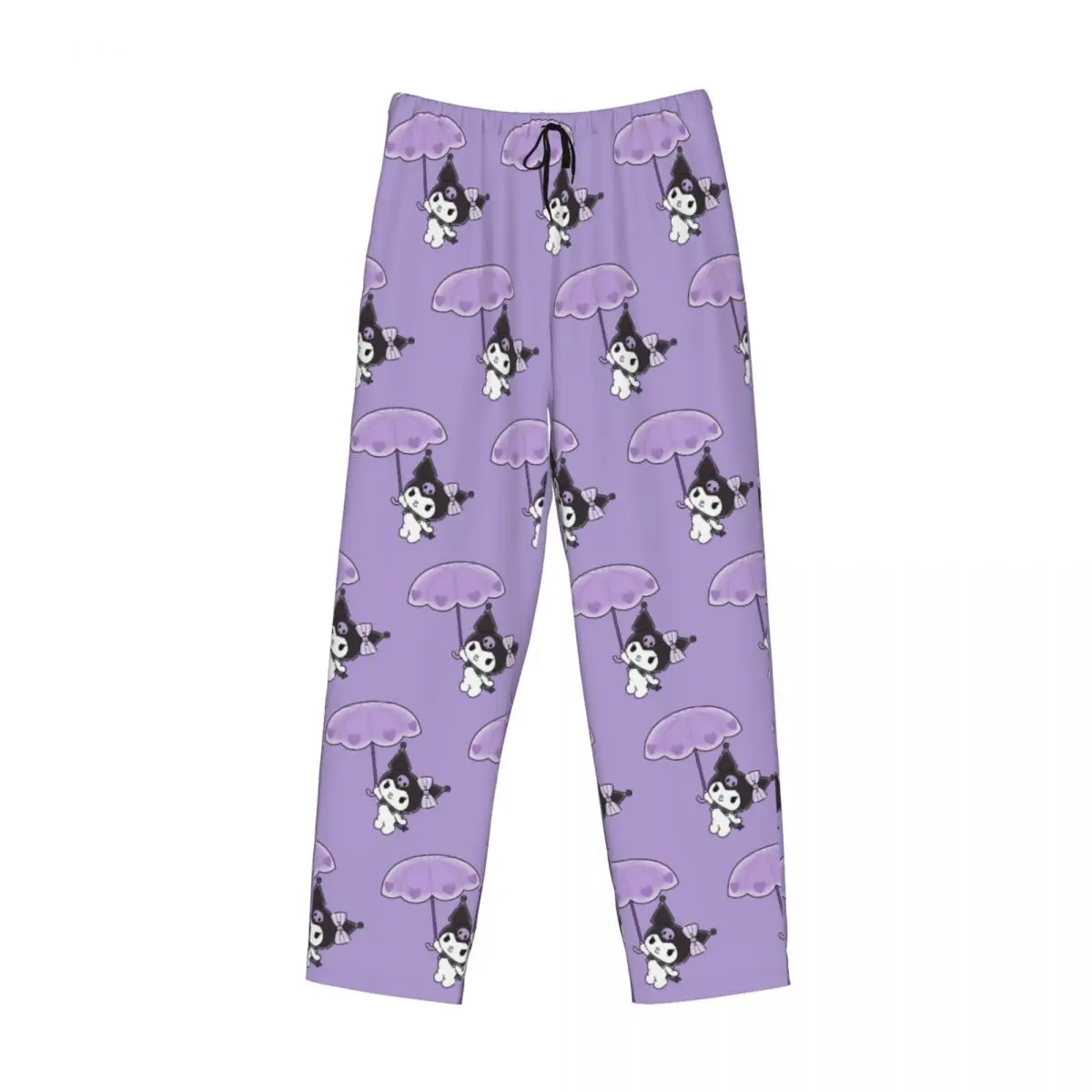 Custom Kuromi Purple Umbrella Pajama Pants Men's Animation Cute Sleepwear Lounge Sleep Bottoms Stretch with Pockets