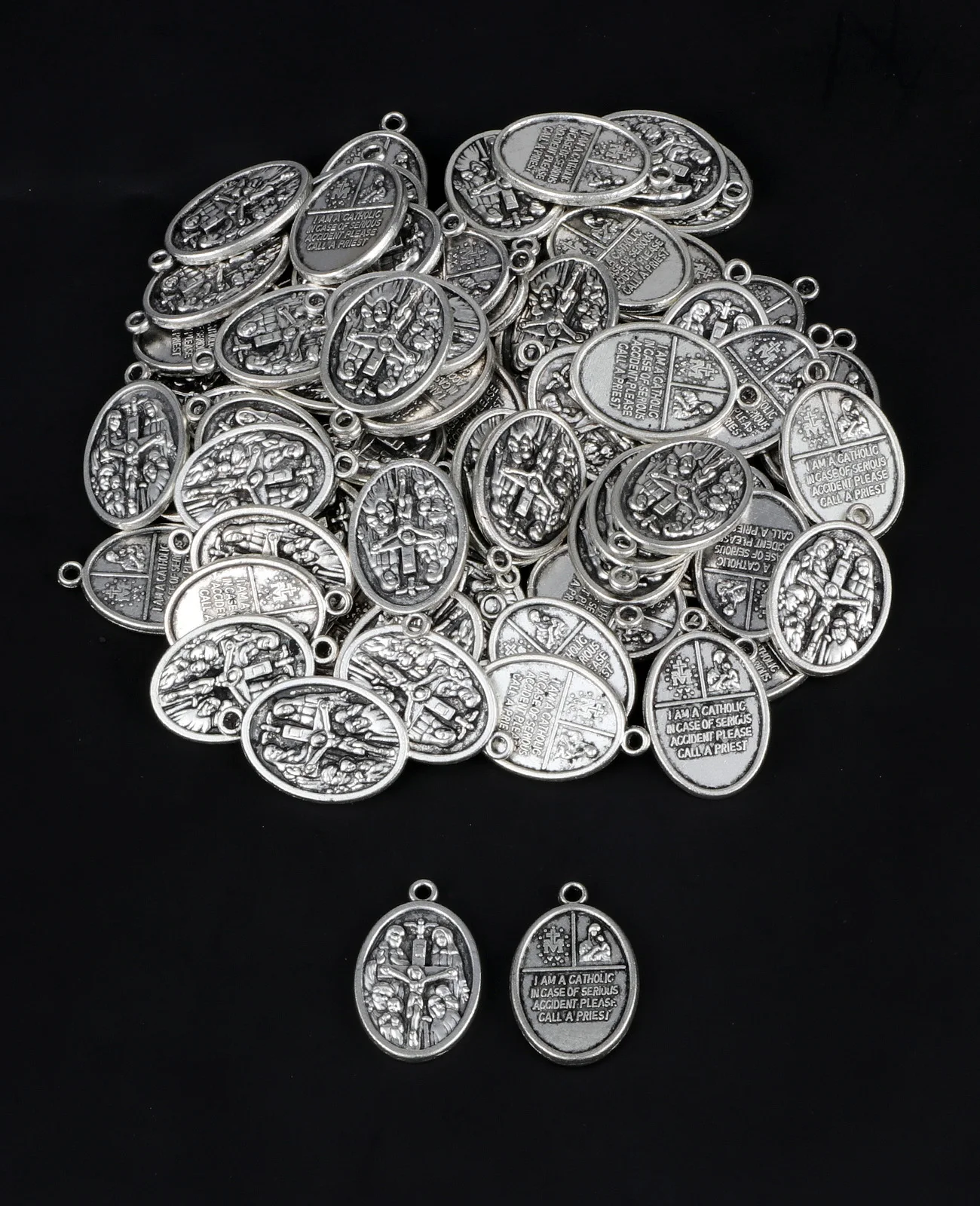 Cottvott 20Pcs/Lot Catholic 3-Way St. Joseph Christopher Michael Calcutta Holy Family Medal Pendant for DIY Jewery Making Parts