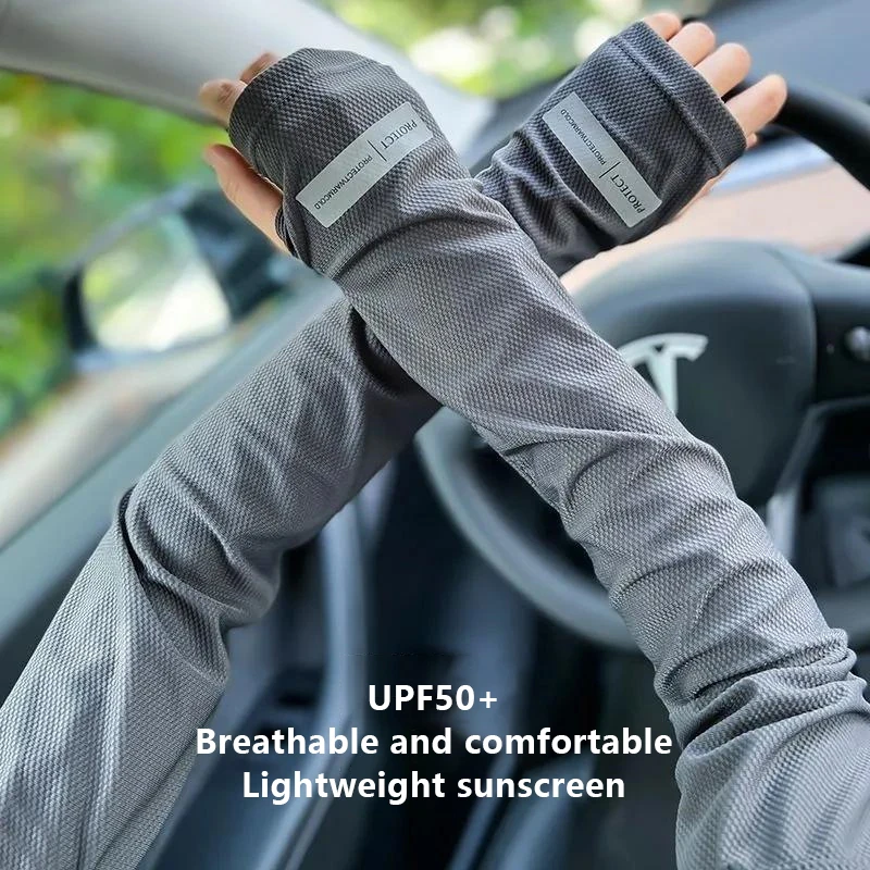 1 Pairs Sunscreen Ice Sleeve Female Summer Ultraviolet Protection Thin Section Breathable Large Driving Cycling Arm Protection