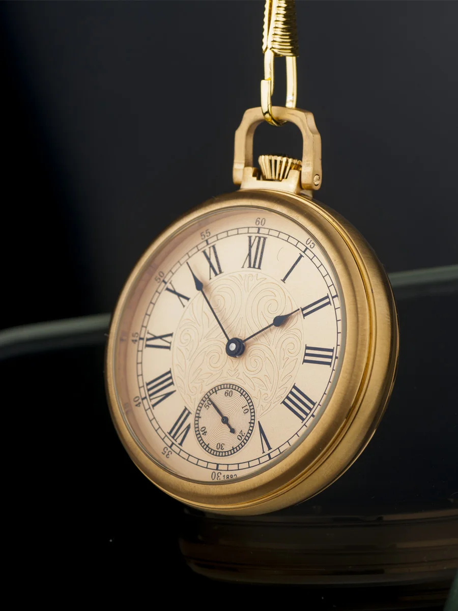 Stainless steel movement 6497 ruby bearing non-fading glass mirror pocket watch ST3600