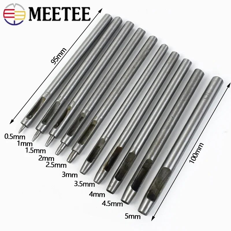 

10pcs (0.5-5mm) Leather Hole Punch Hollow Drilling Tools DIY Handmade Belt Punching Set Leathers Tool