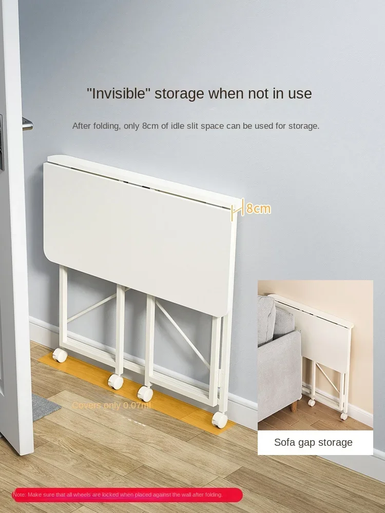 Folding Computer Desk Movable Small Unit Simple Desk Modern Office Desk Simple Small Table With Wheels