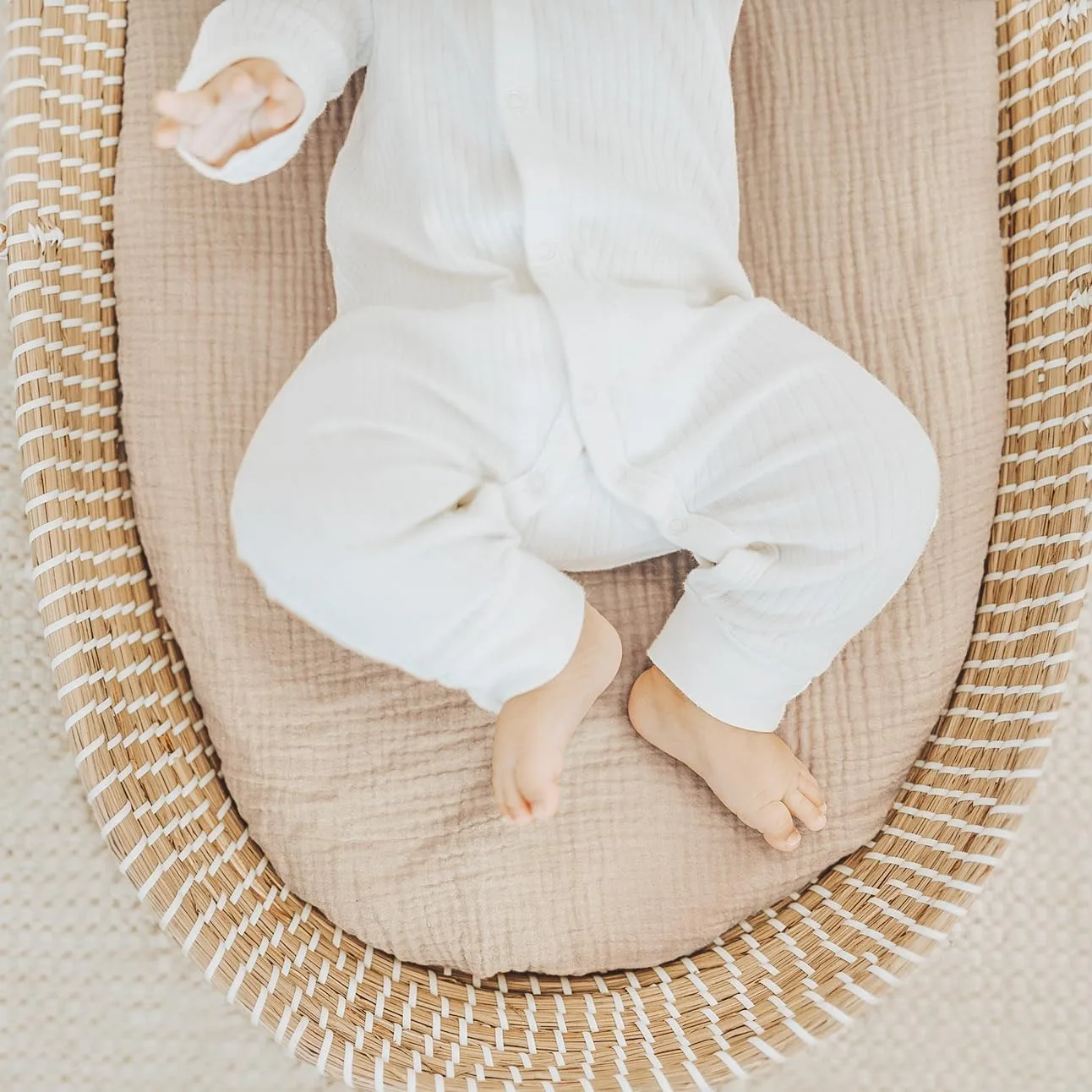 2 Pcs Baby Cradle Cover Set, Printed Breathable Cradle Cover, Removable & Washable