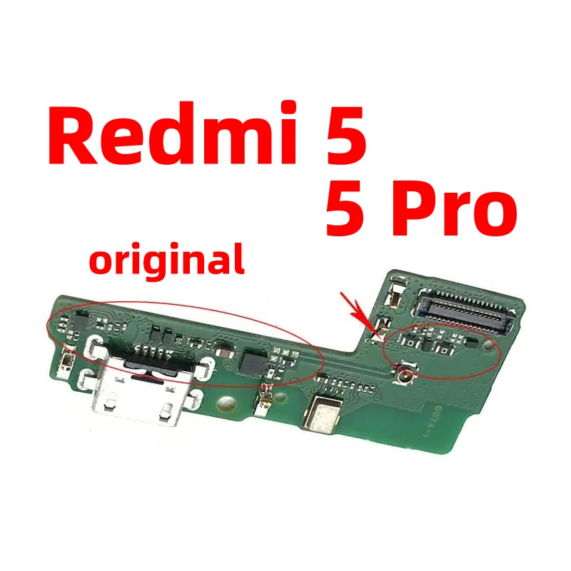 Original For xiaomi Redmi 5 pro 5pro Dock Connector USB Charger Charging Port Flex Cable Board Replacement