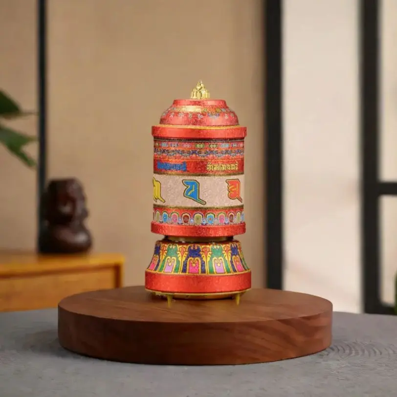 

Hot selling Small electric prayer wheel, Plug-in style six-character mantra scripture drum, Tibetan style home prayer ornaments