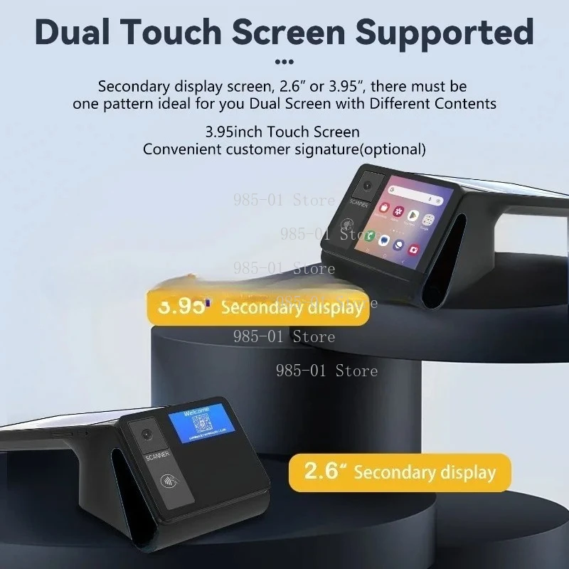 Z108 Handheld EPOS Machine - Android 14.0 8‑Inch Dual Screen 58mm Thermal Printer NFC Cash Register with 3GB+16GB/32GB