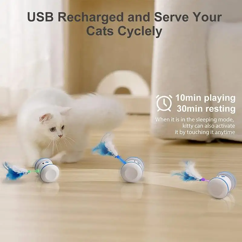 

Automatic Moving Toy Rechargeable Kitten Toy With Feather Interactive Cat Toys Smart Electric Cat Toys Rechargeable Automatic