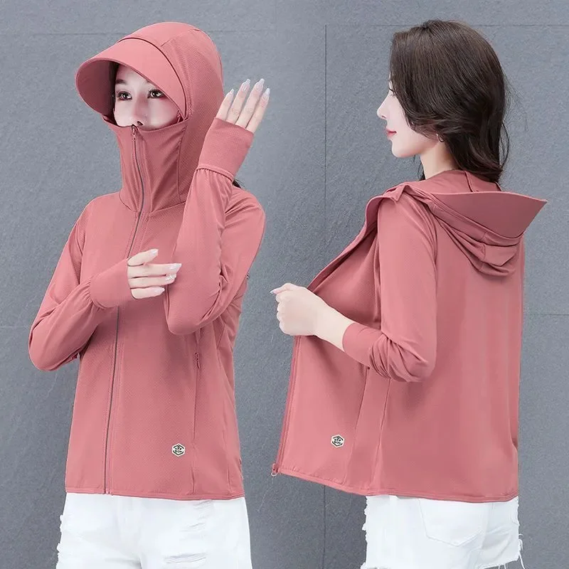 High-Quality UPF50+ Ice Silk Sunscreen Coat Women 2026 Summer New Outwear UV Breathable Thin Sun-Protective Jacket Tops Female