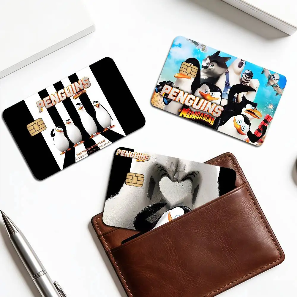 Classic Anime The P-Penguins of M-Madagascar Game Film Cover Sticker Case for Small Chip Credit Debit Card Front Side