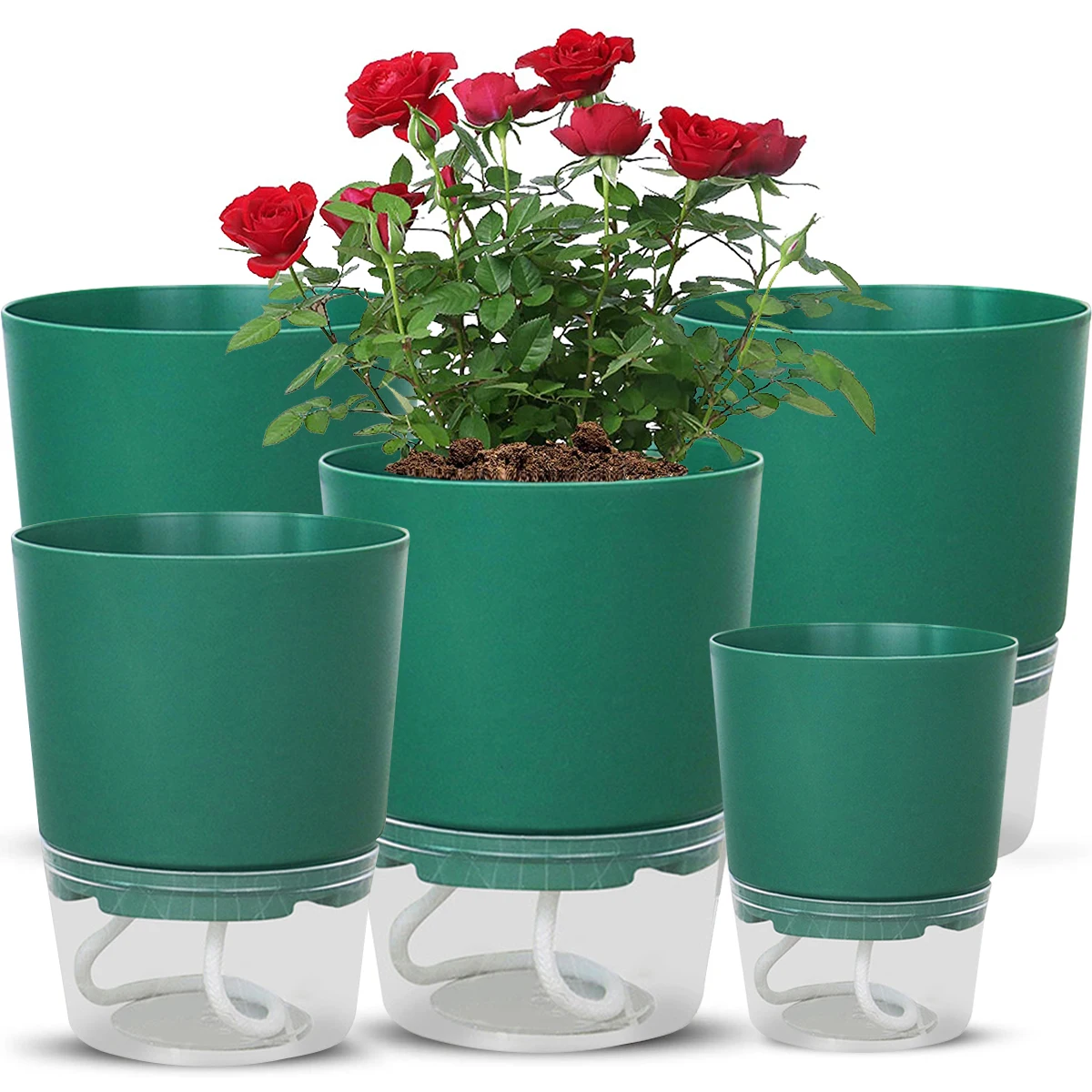 2024 Self Watering Plant Pots Lazy Hydroponic Water Absorbing Flower Pot Succulent Plant Flowerpot Garden Modern Decorative