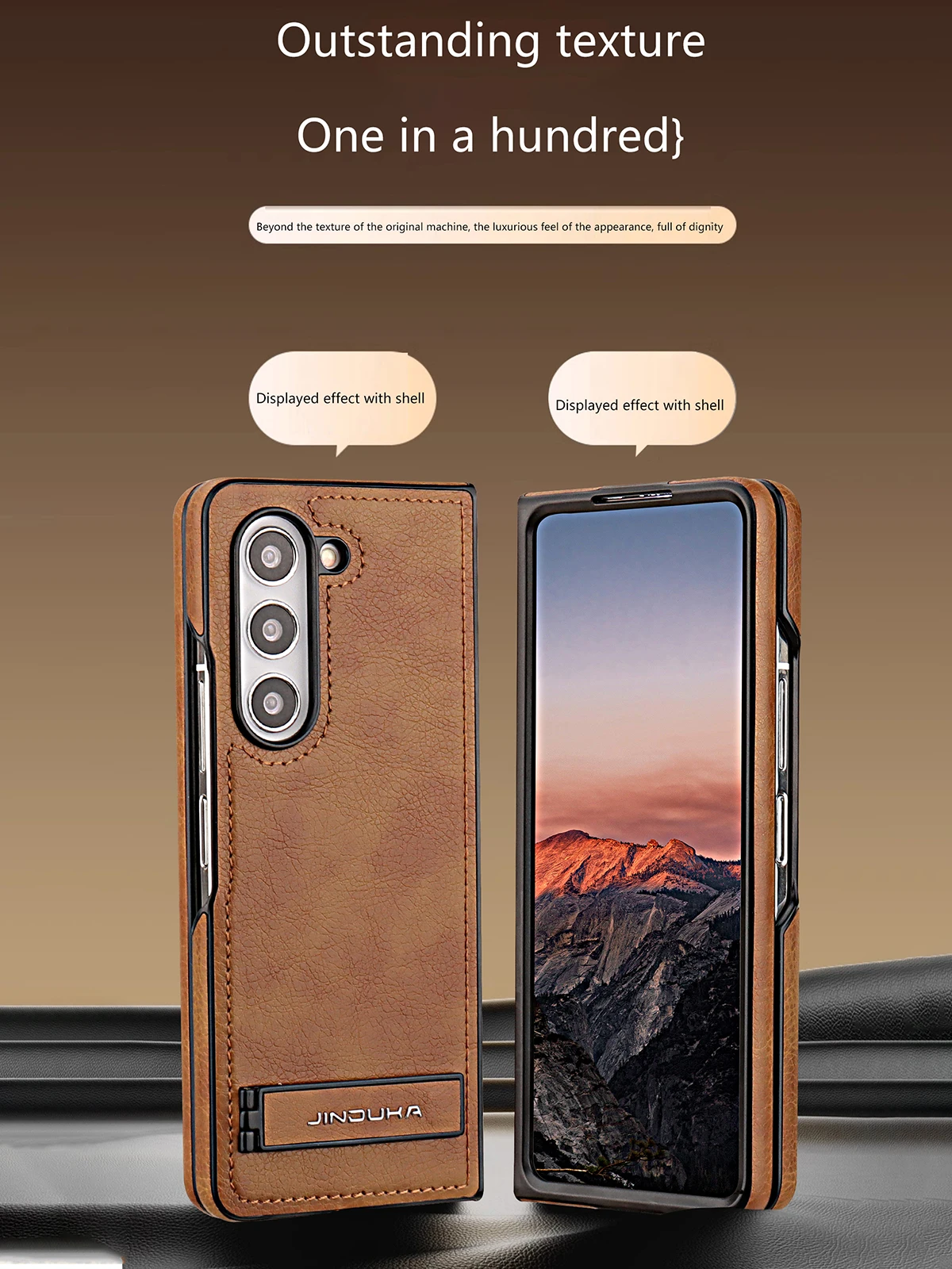 Craftsmanship Lychee Texture Leather Case for Samsung Galaxy Z Fold 3 4 5 6 Folding Bracket Dry Comfortable Grip Foldable Cover