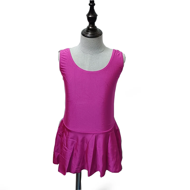 Vestido de manga curta para meninas, collant de ginástica azul, saias infantis de chiffon para dança