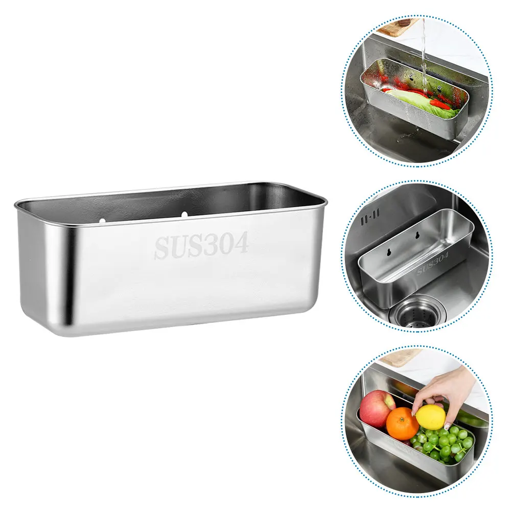 

Stainless Steel Kitchen Sink Draining Vegetable Washing Strainer Storage Organizer Drying Rack For Sponges Fruitsink Strainer