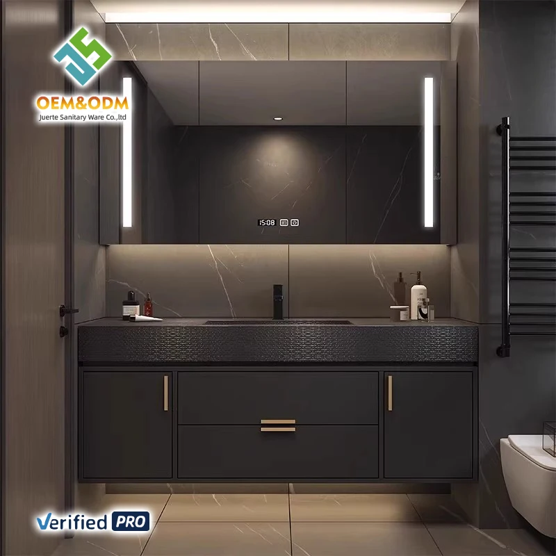 Hot-Selling Dressing Table Set Includes Desk Cabinet Panel Mirror Sink Faucet for Bedroom Rock Bathroom Vanities - view 2