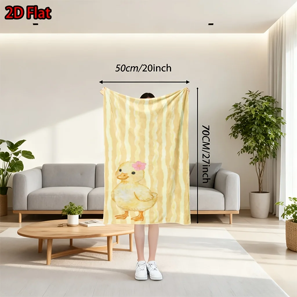 Soft Yellow Striped Cartoon Duck Throw Blanket for Baby Nursery Decor Kids Bed Throw Cozy Gift Home Accessories