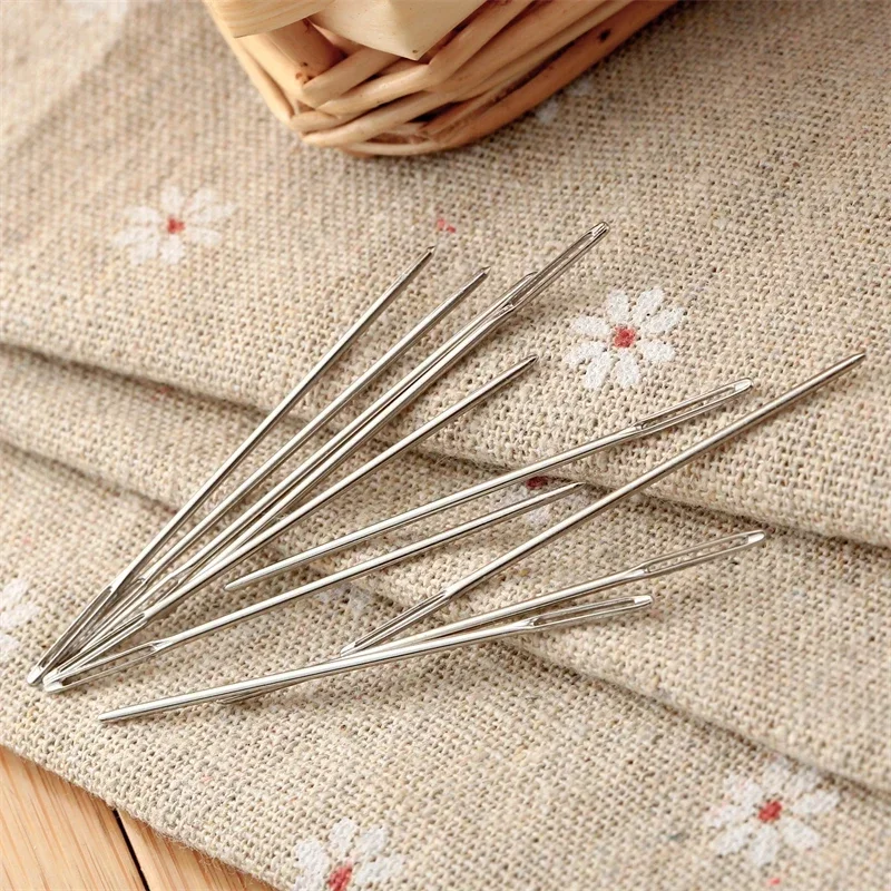 10Pcs Metal Knitters Wool Large Eye Needles Bodkin for Threading Darning Hand Sewing Tapestry Embroidery Home Crafts DIY Tools