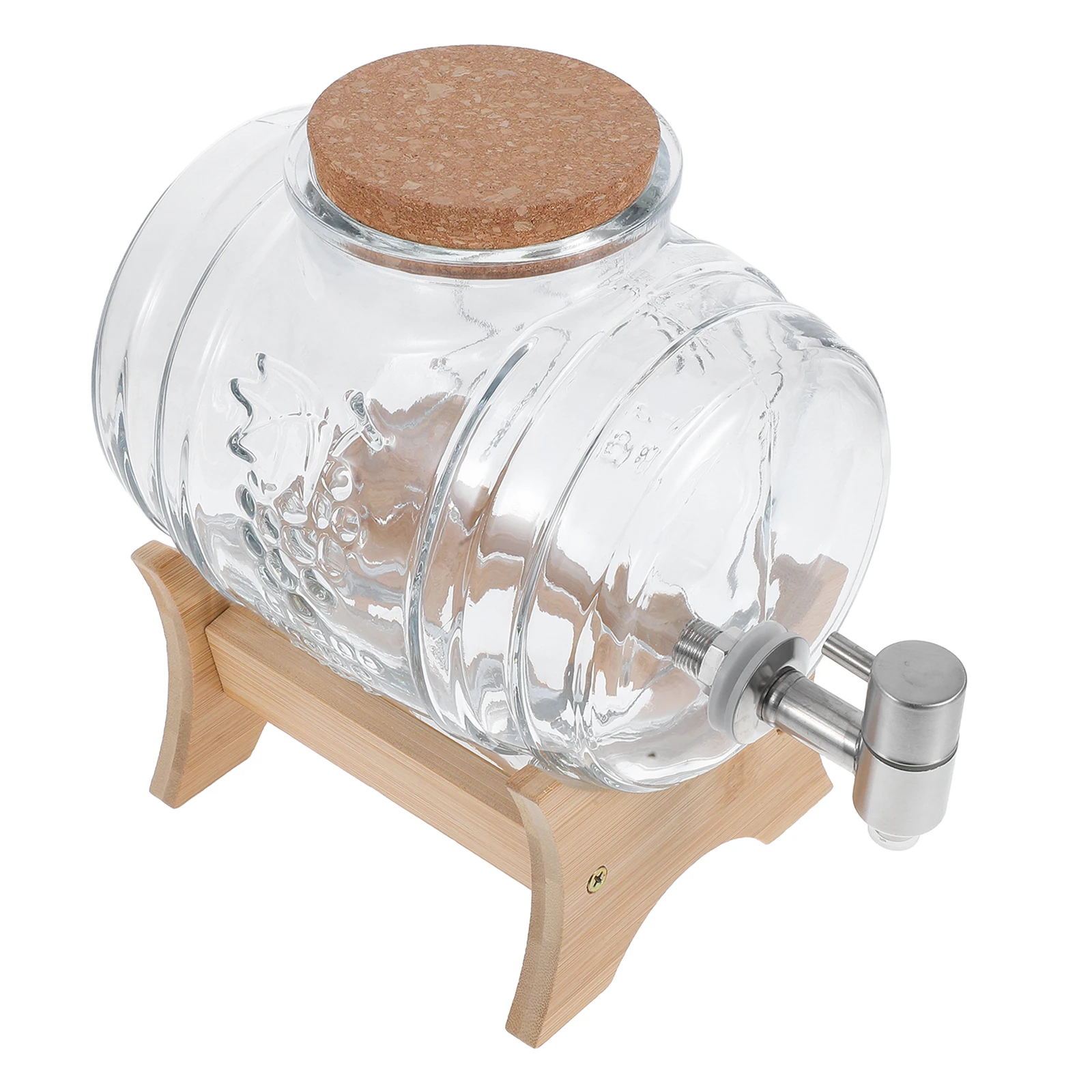 

Large Capacity 101oz Glass Beverage Dispenser Barrel Stand Whiskey Lemonade Storage Vintage Freshness Sealing Jug Pitcher