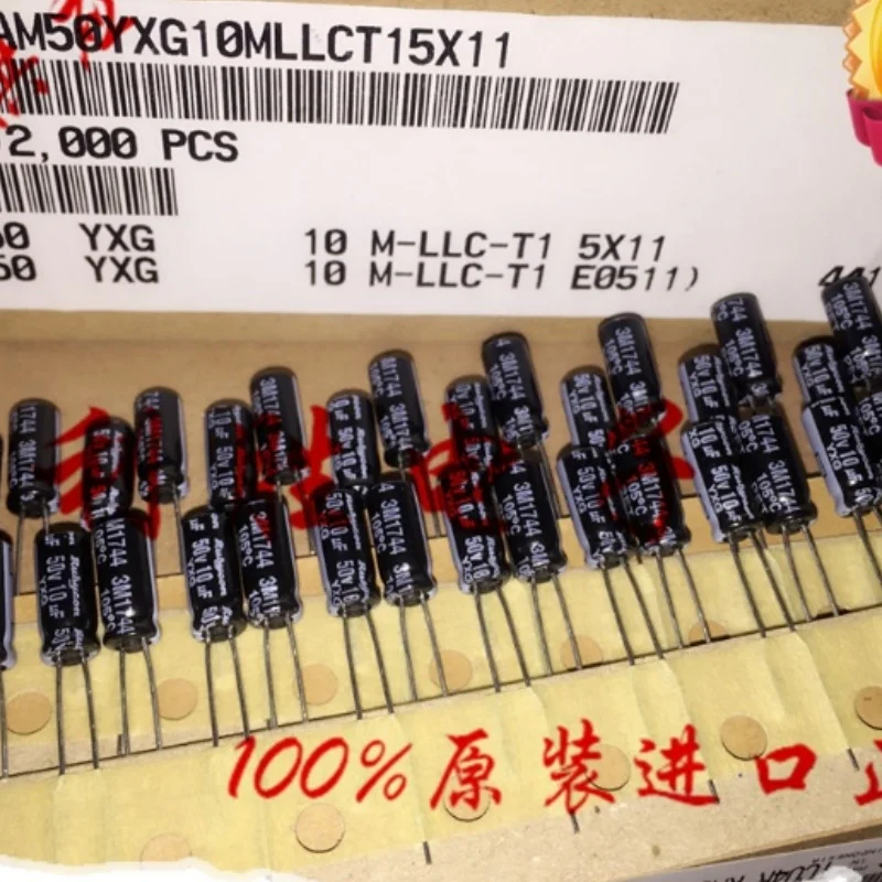 RubyCON capacitor rubycon, 50v, 10uf, 5x11, 50 peças