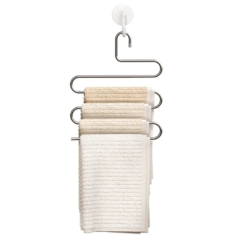 MultiFunctional Stainless Steel Trouser Hanger 5 Layers Pant Storage Cloth Rack S-Type Non-Slip Drying Rack Bathroom Organizer