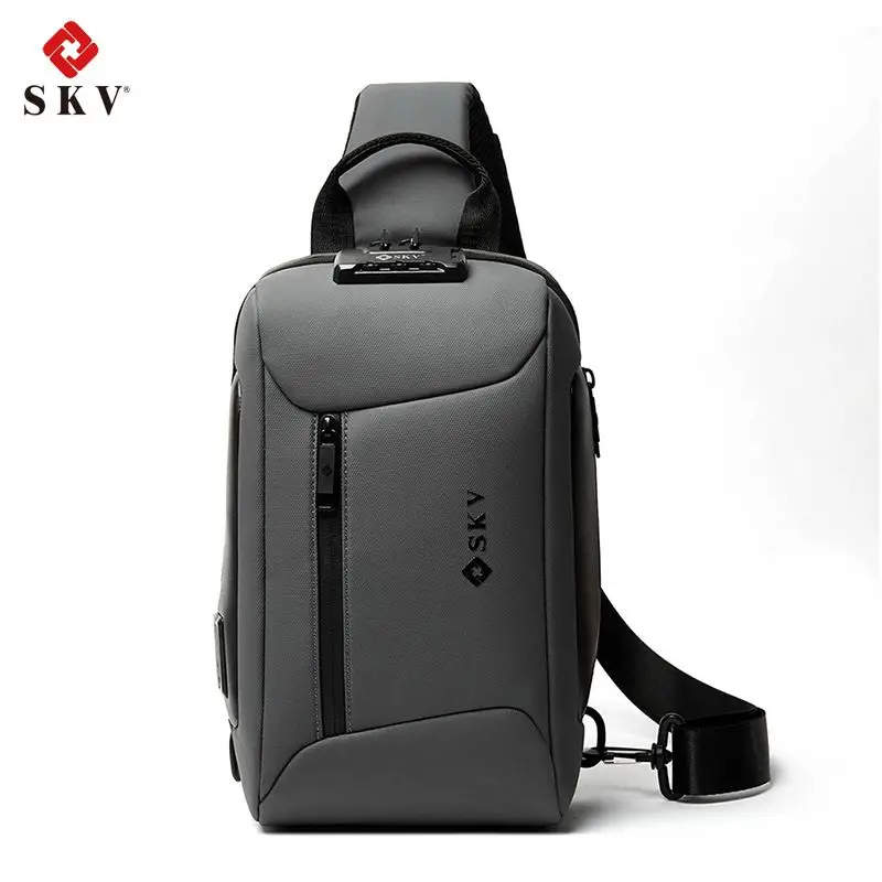 SKV กระเป๋าคาดหน้าอกกระเป๋าเป้สะพายหลังผู้ชาย Multi-Function One-Shoulder Messenger Bag Brand