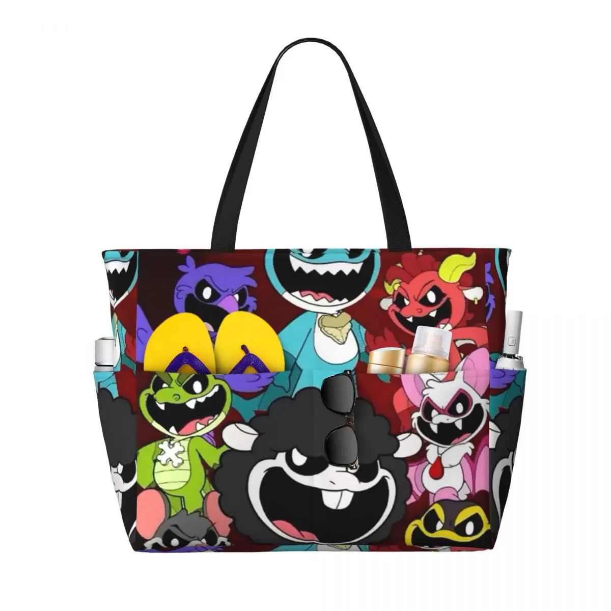 

Nightmare Critters Cartoon Beach Tote Bag Sport Gym Yoga Duffle Large Tote Bag Women Travel Bag Fitness bag